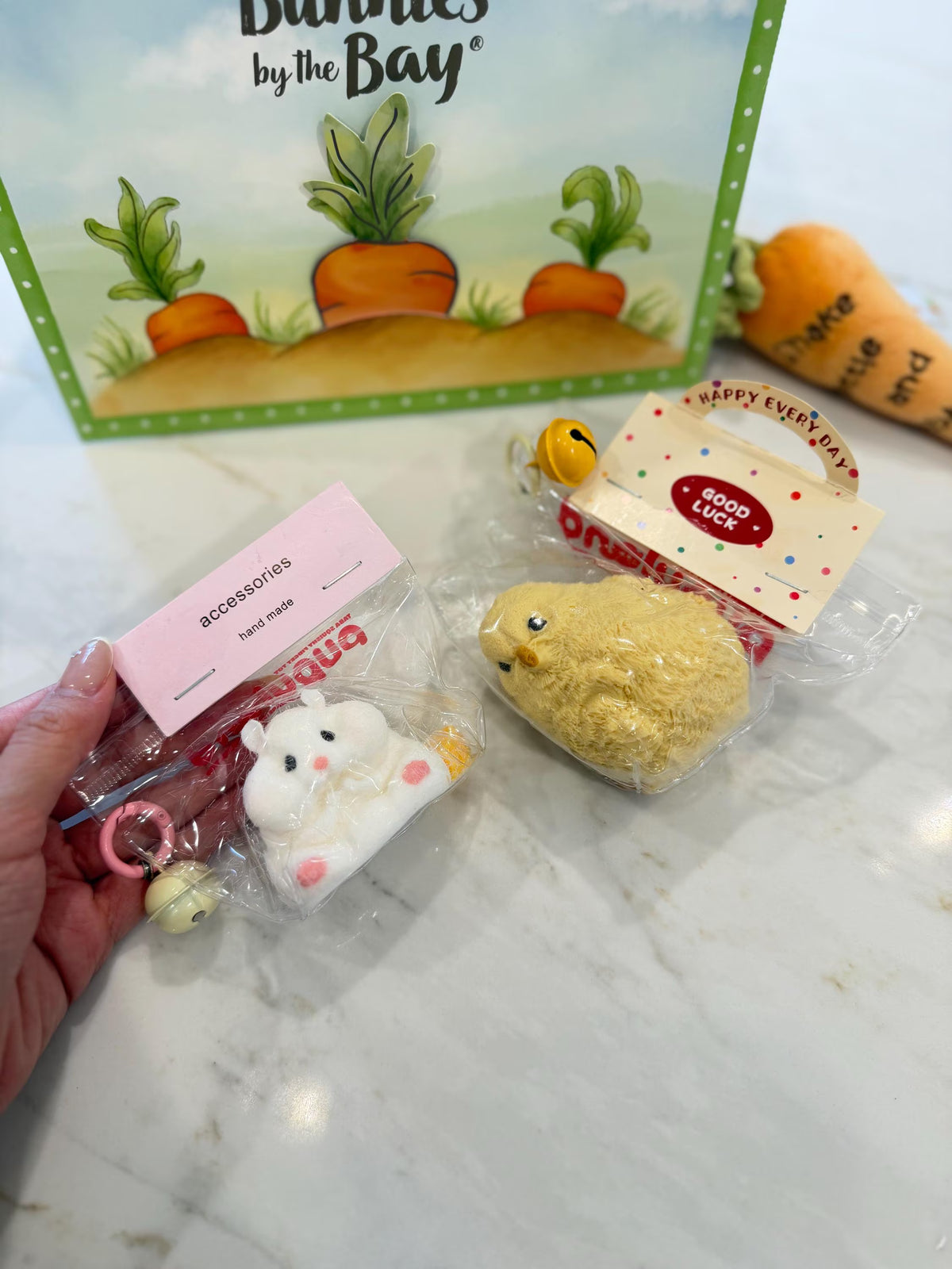 Kawaii Realistic Animal Squishy Keychain – Cute Chick & White Hamster Squishy